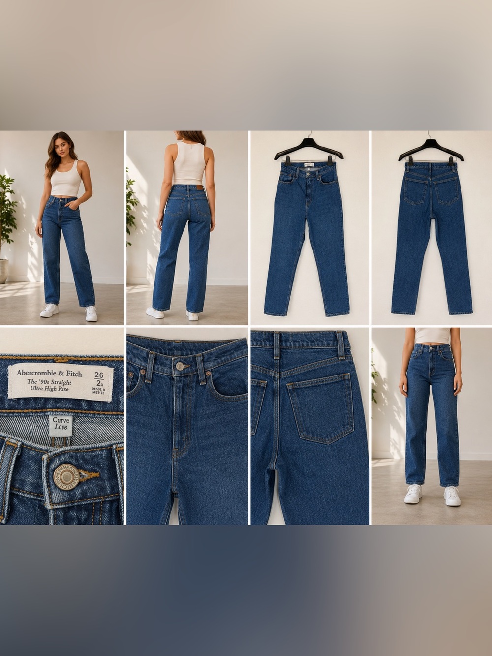 Abercrombie & Fitch The ’90s Straight Ultra High Rise Jeans 26S Medium Wash